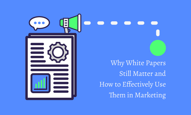 Vector art illustration for the article "Why White Papers Still Matter and How to Effectively Use Them in Marketing"
