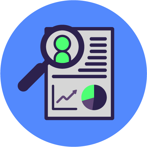 Vector illustration of a Case Study in a blue circle